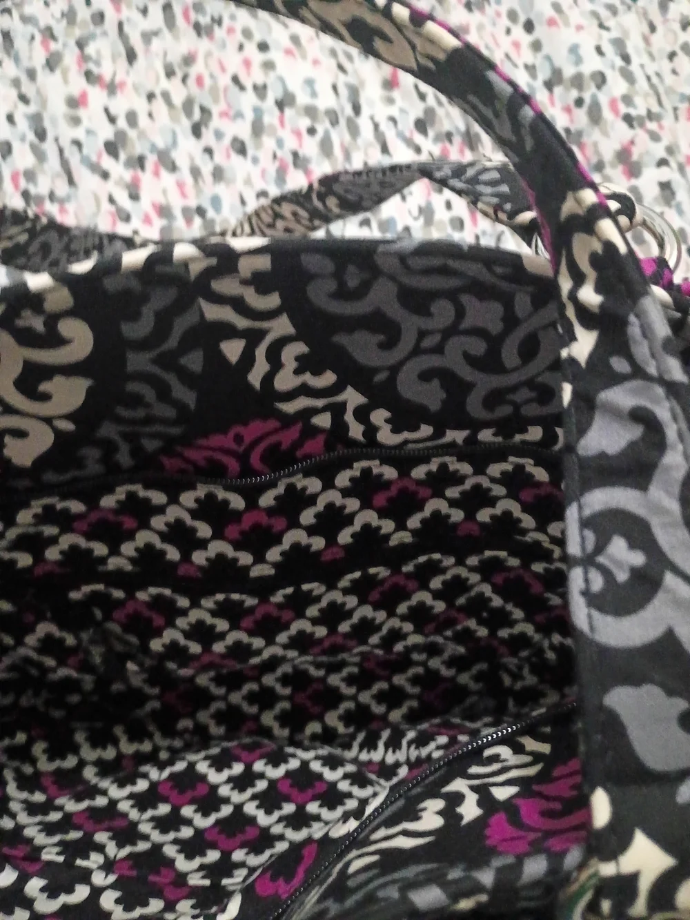 Vera Bradley Black, White & Purple Quilted Tote